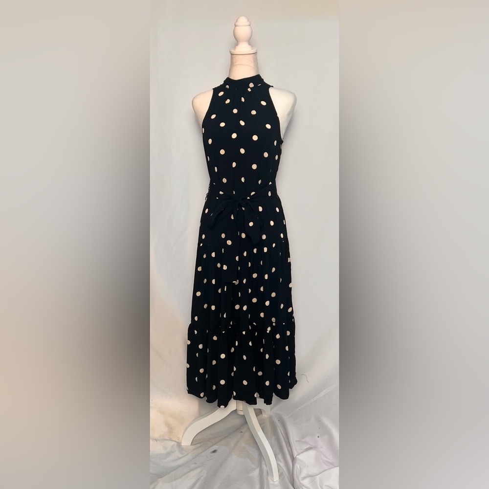 NEW / J.crew Drapey tiered dress in polka dot - Picture 2 of 3